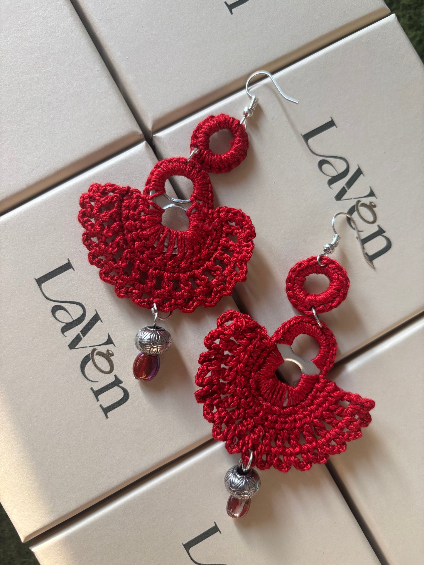 Handmade Crochet
Half Moon Earring -
Red