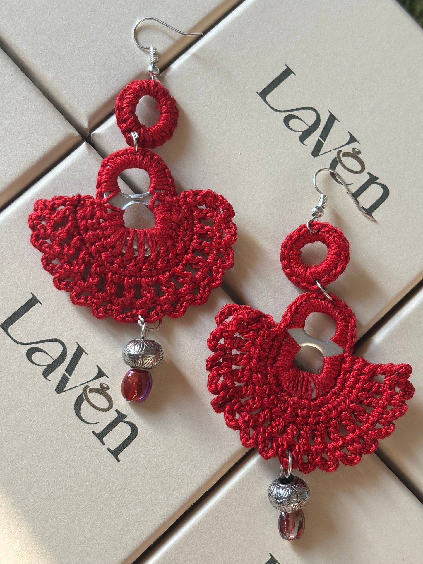Handmade Crochet
Half Moon Earring -
Red