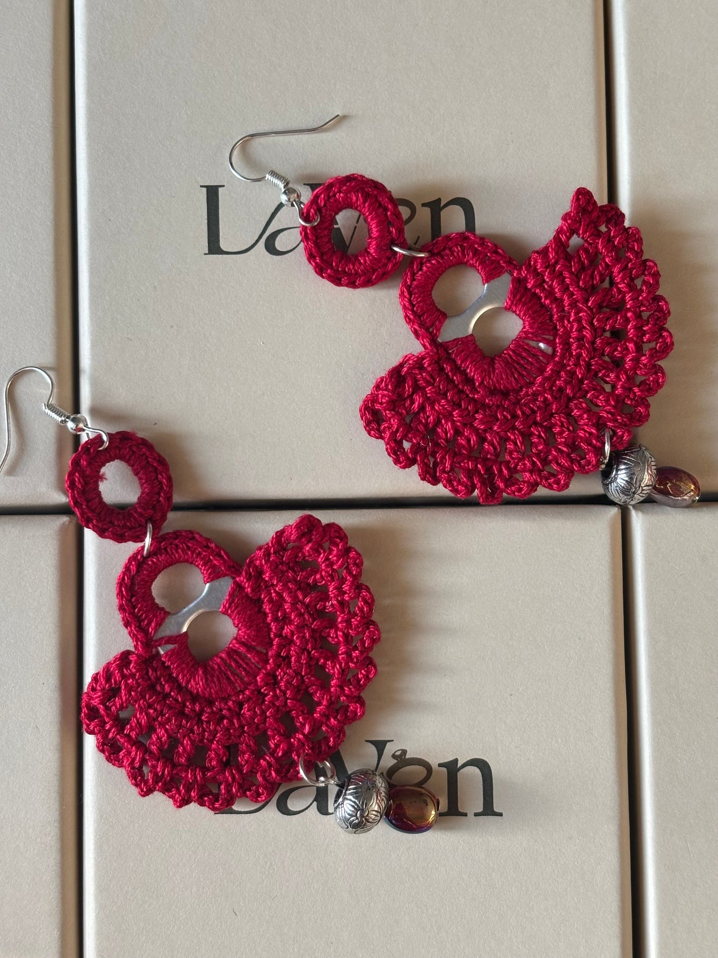 Handmade Crochet
Half Moon Earring -
Red