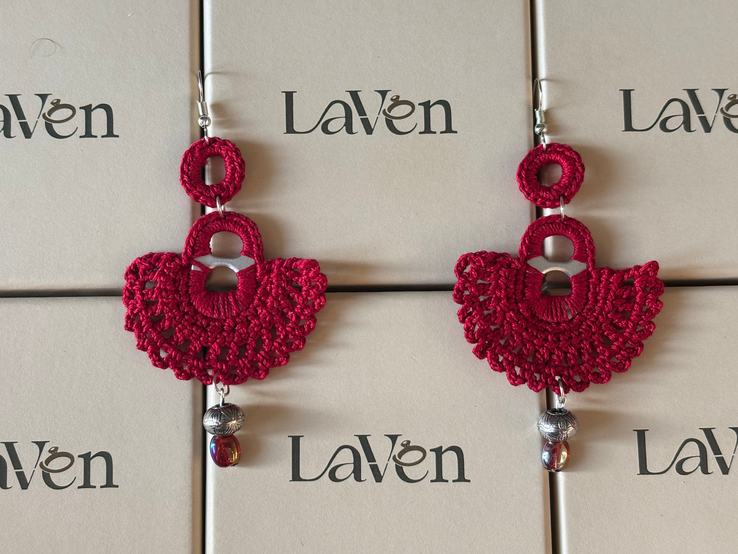 Handmade Crochet
Half Moon Earring -
Red