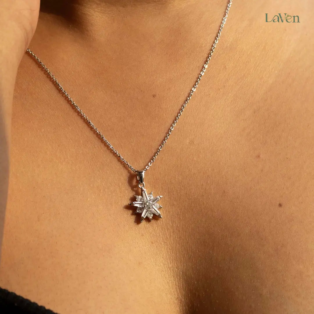 Silver Snowflake Necklace - LAVEN JEWELLERY