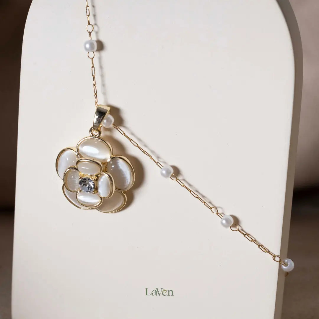 Floral Pearl Pendant LAVEN JEWELLERY