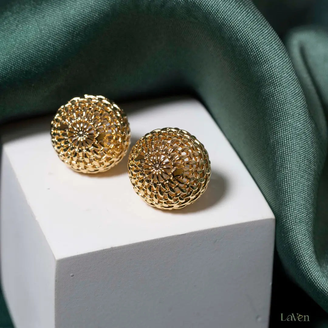 Gold Basket Earrings LAVEN JEWELLERY