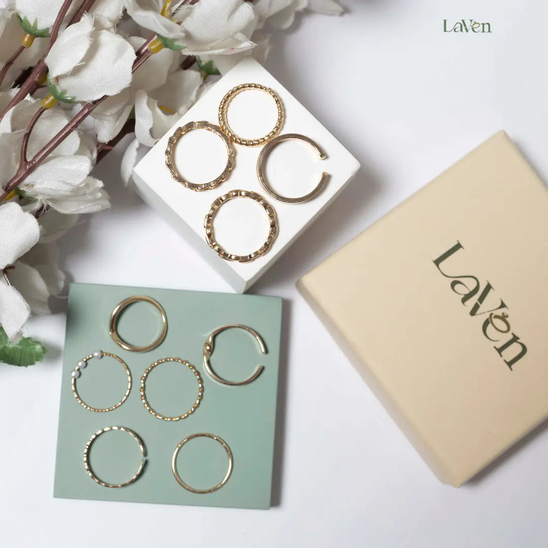 Pearl Eclipse Ring Set LAVEN JEWELLERY