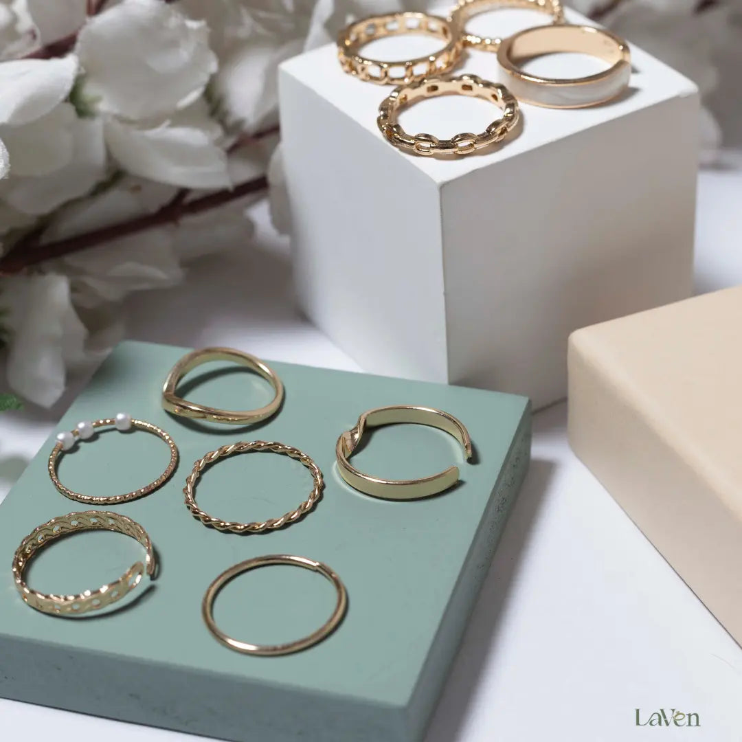 Pearl Eclipse Ring Set LAVEN JEWELLERY