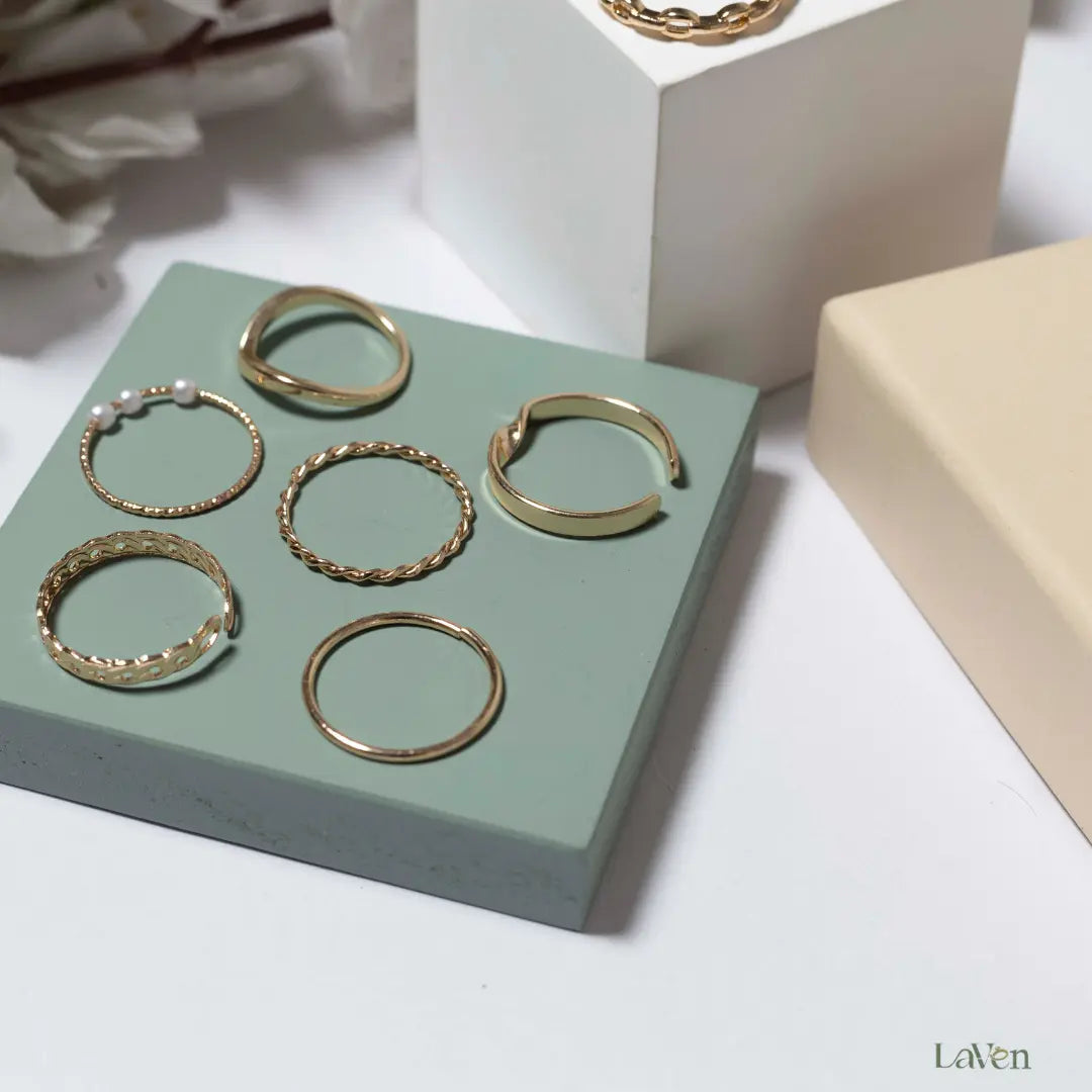 Pearl Eclipse Ring Set LAVEN JEWELLERY