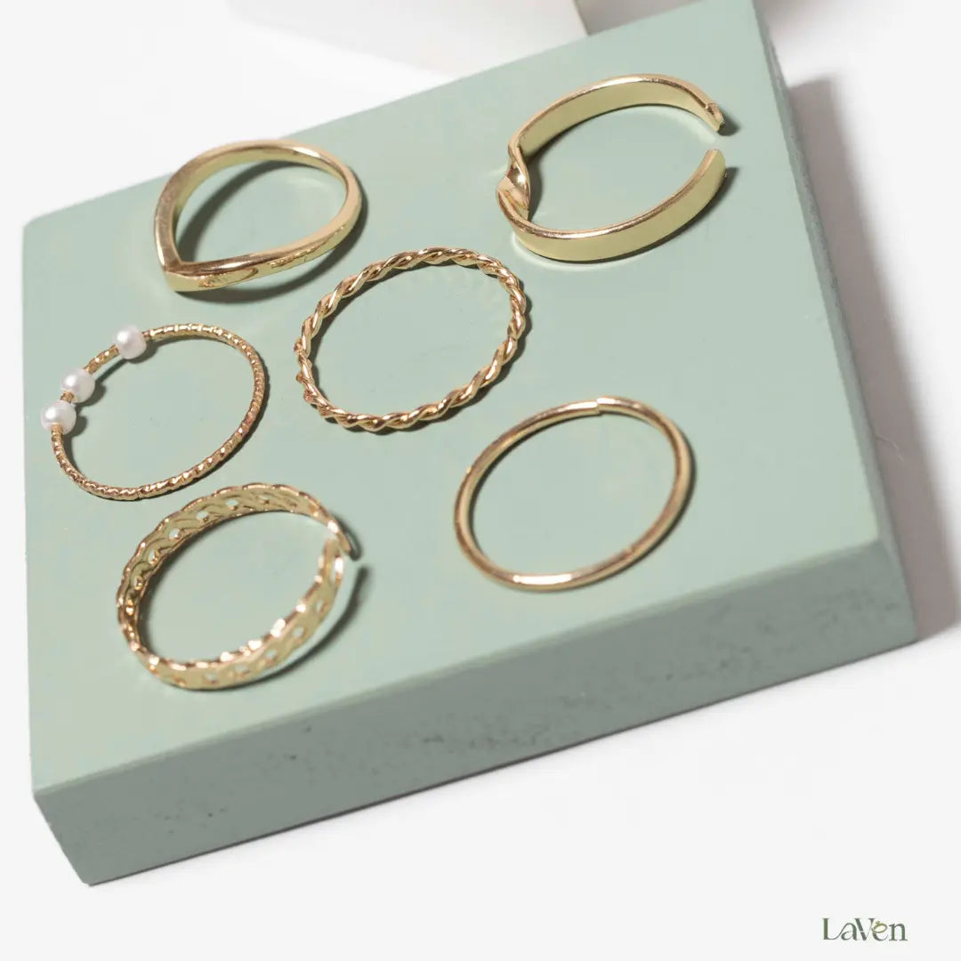 Pearl Eclipse Ring Set LAVEN JEWELLERY