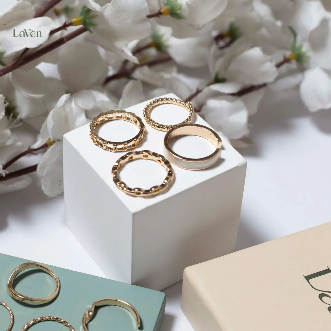 Pearl Eclipse Ring Set LAVEN JEWELLERY