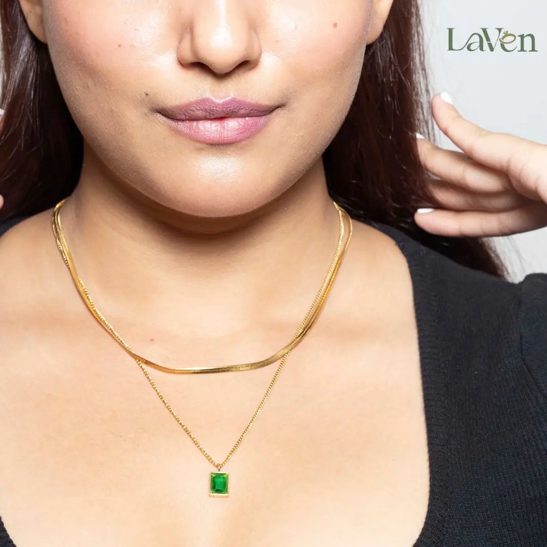 Layered Retro Zircon Necklace - LAVEN JEWELLERY