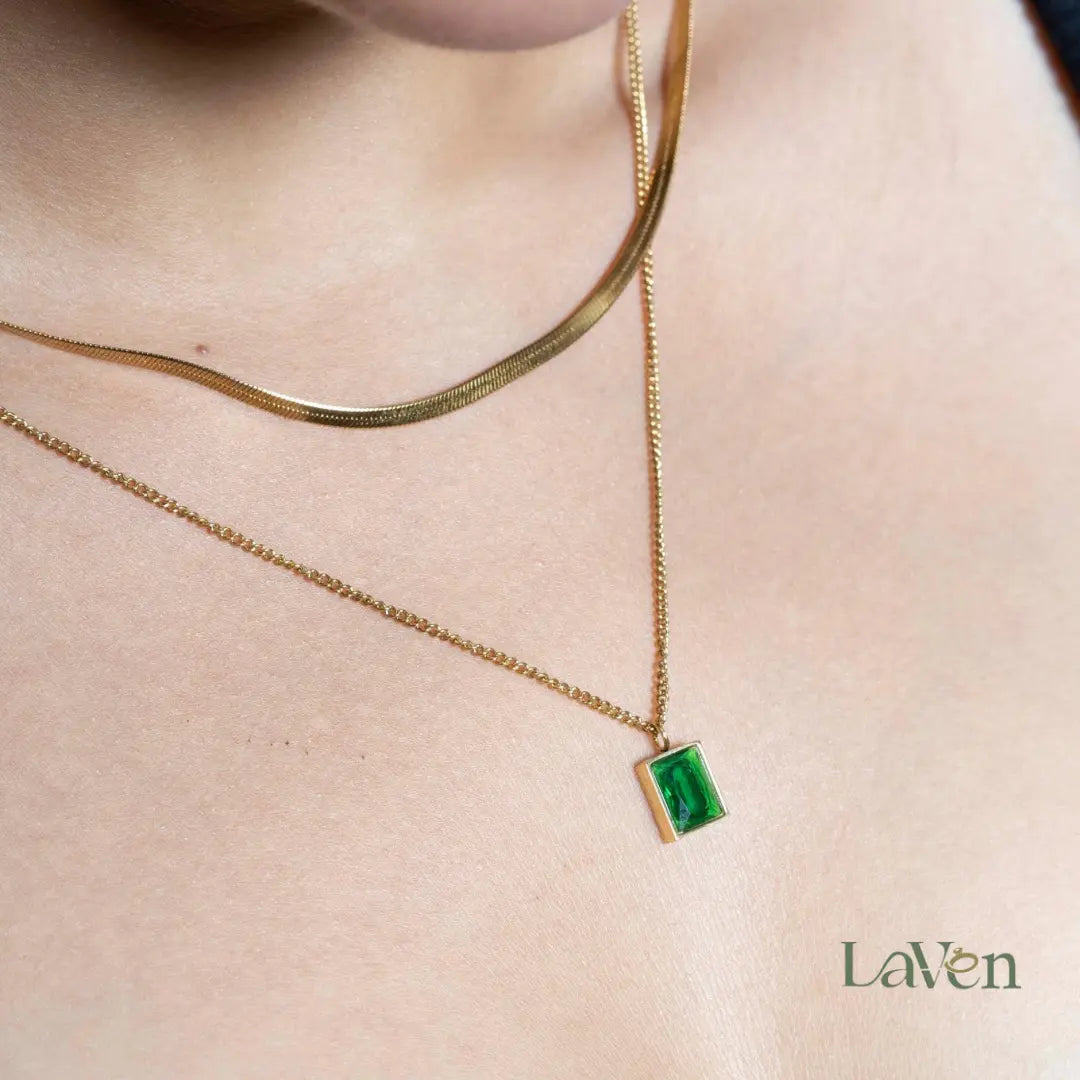 Layered Retro Zircon Necklace - LAVEN JEWELLERY