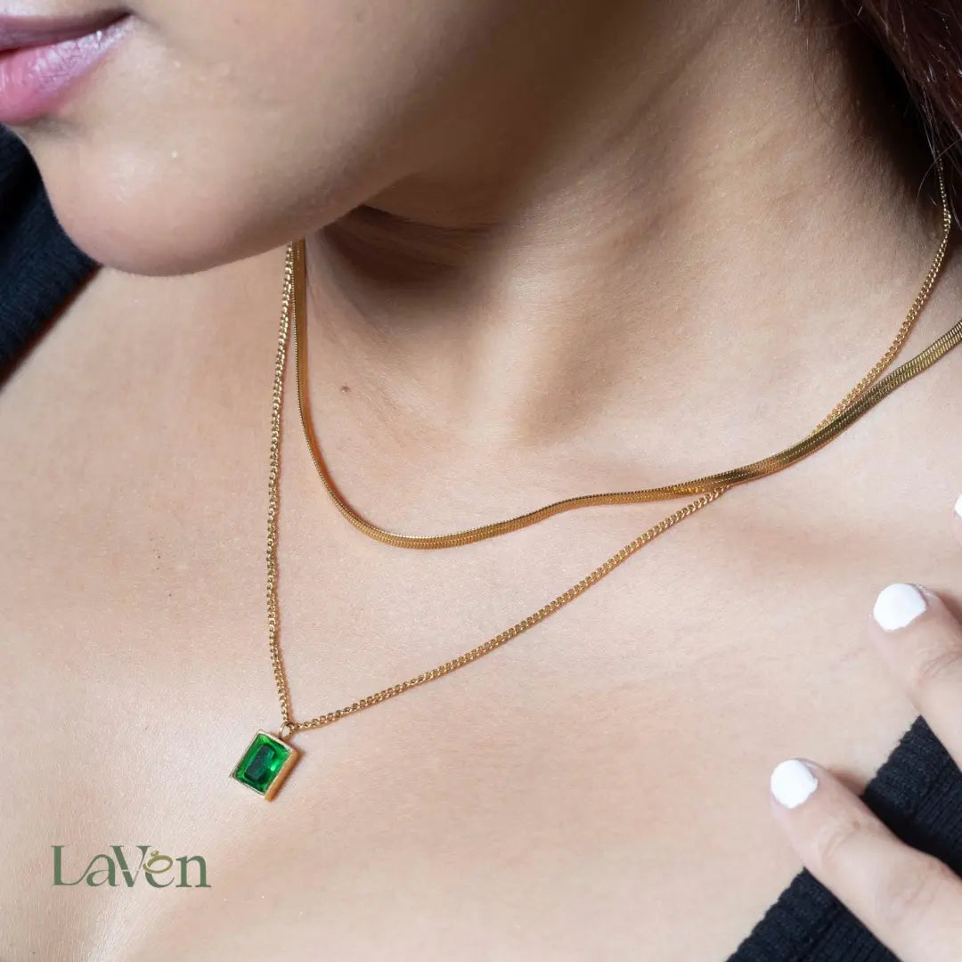 Layered Retro Zircon Necklace - LAVEN JEWELLERY