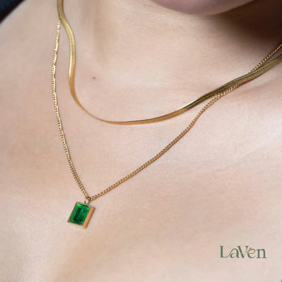 Layered Retro Zircon Necklace - LAVEN JEWELLERY