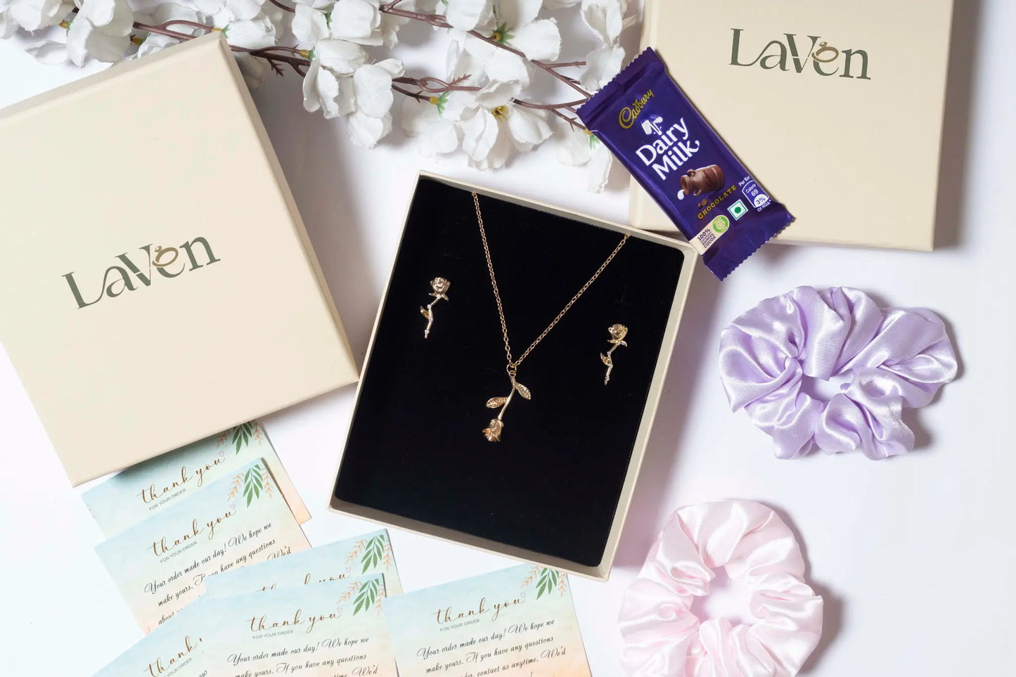 Gold Rose Gift Box Set - LAVEN JEWELLERY
