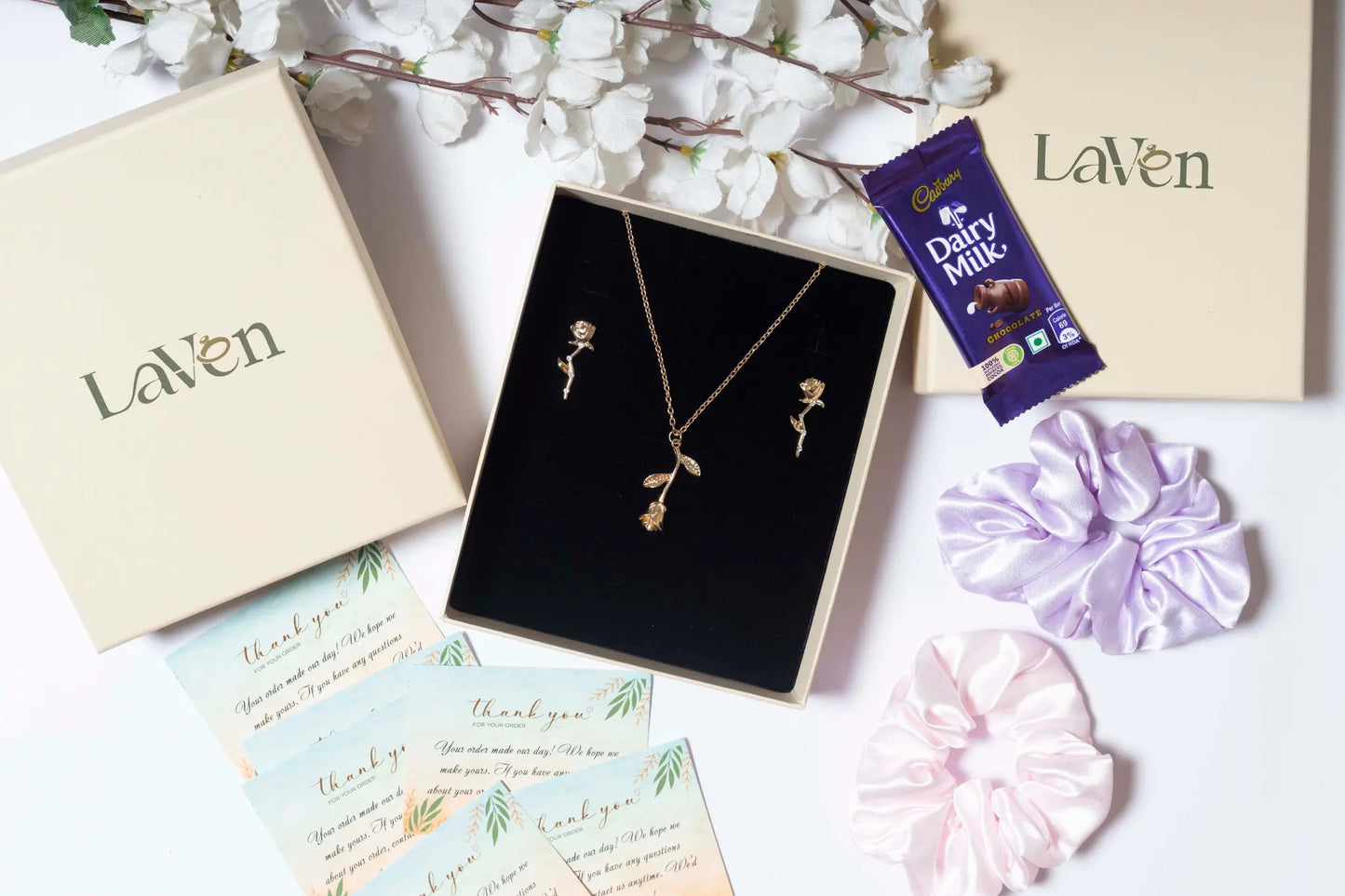 Gold Rose Gift Box Set - LAVEN JEWELLERY