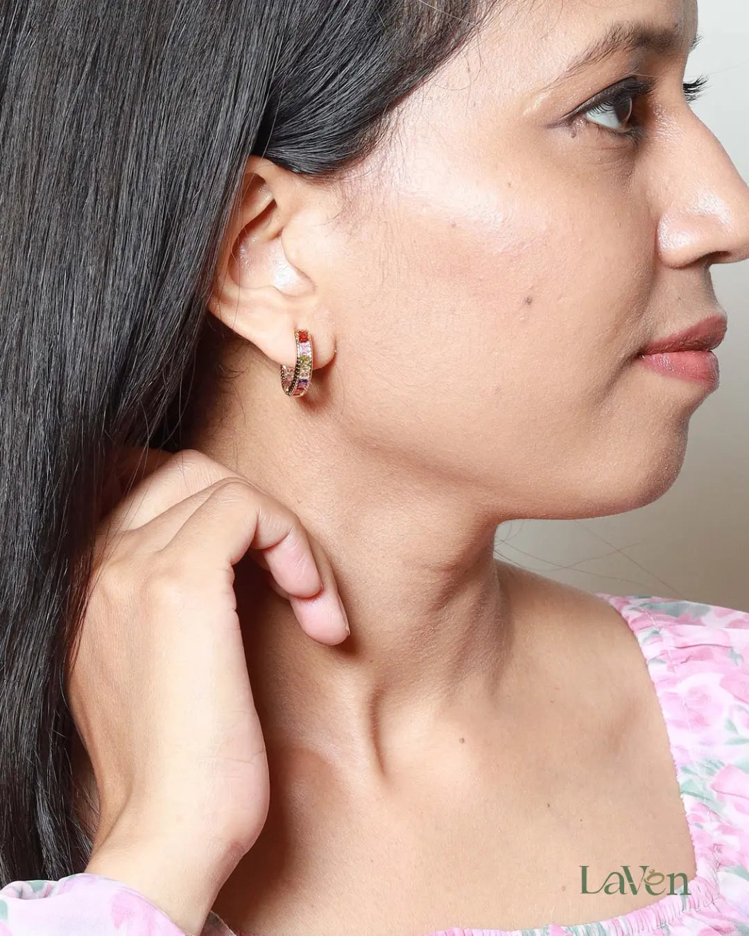 Multigemstone Hoop Earrings - LAVEN JEWELLERY