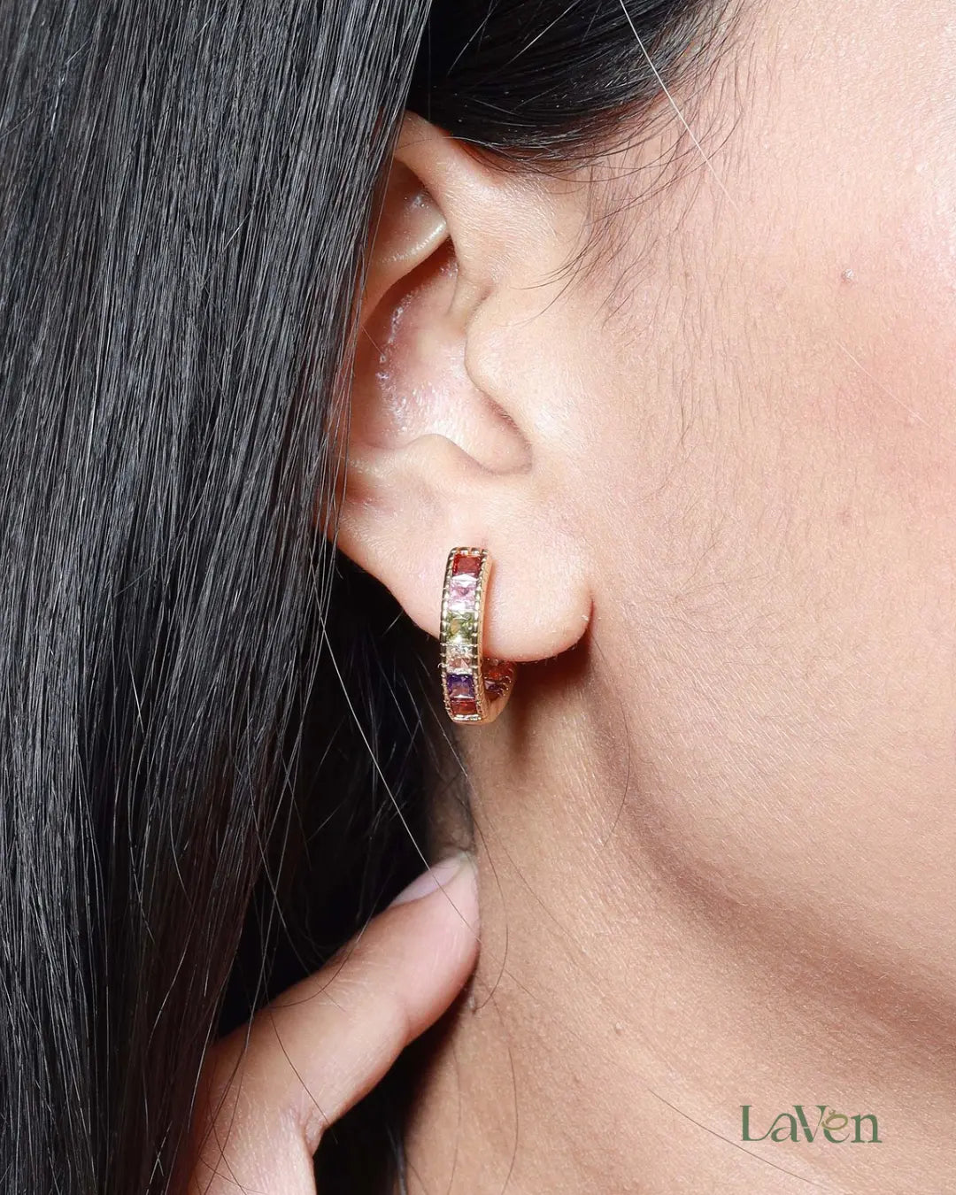 Multigemstone Hoop Earrings - LAVEN JEWELLERY