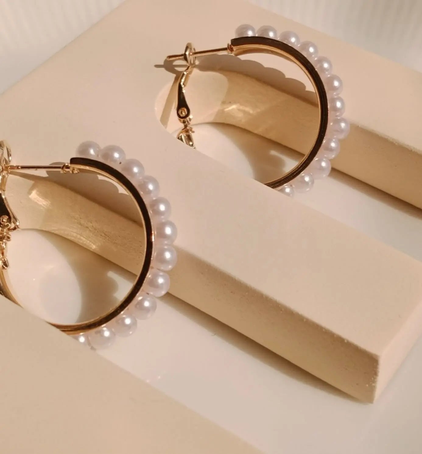 Pearl Cluster Hoop Earrings LAVEN JEWELLERY