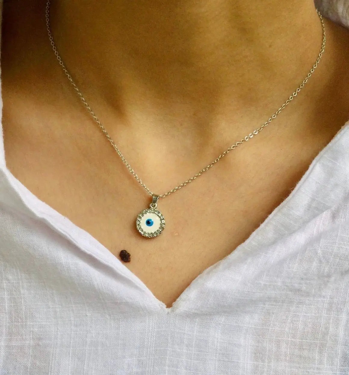 Evil Eye Studded Pendant LAVEN JEWELLERY