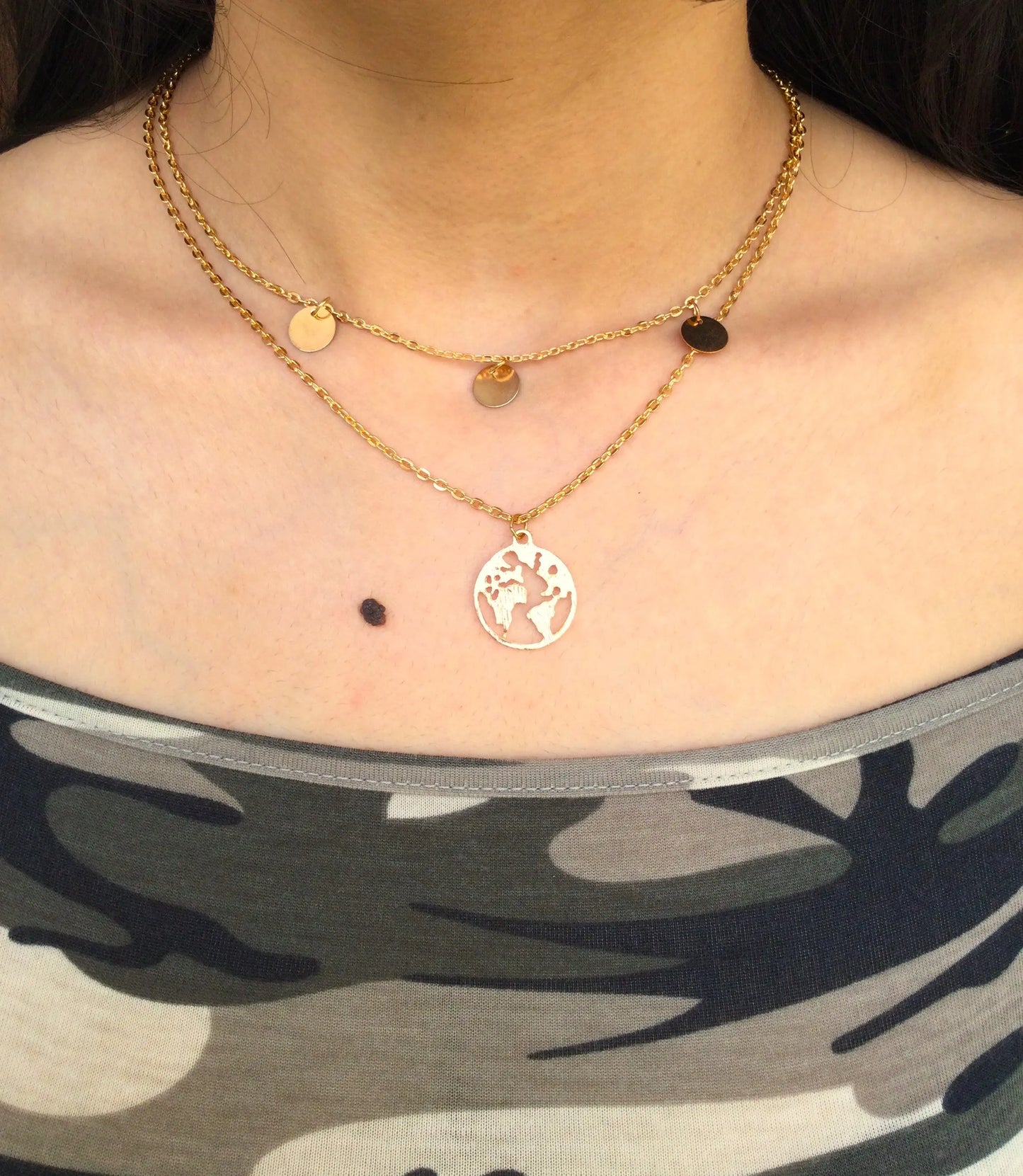 Gold Earth Charm Necklace LAVEN JEWELLERY