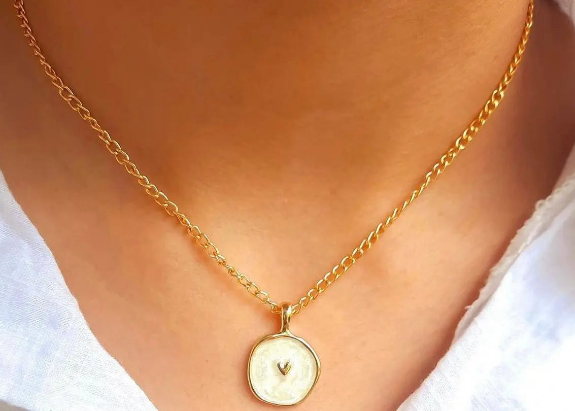 White Enamel Pendant LAVEN JEWELLERY
