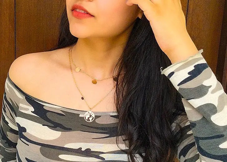 Gold Earth Charm Necklace LAVEN JEWELLERY