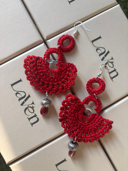 Handmade Crochet
Half Moon Earring -
Red