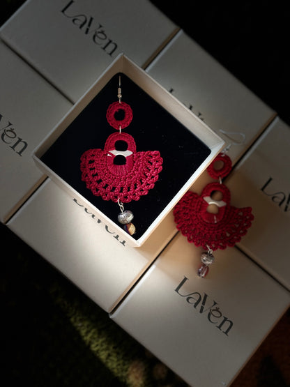 Handmade Crochet
Half Moon Earring -
Red
