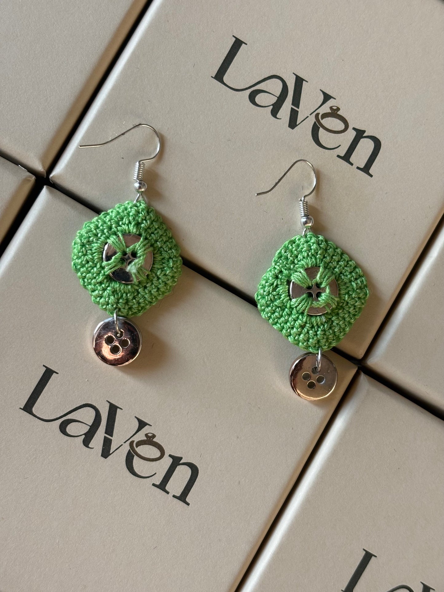 Handmade Crochet - Light Green Earring