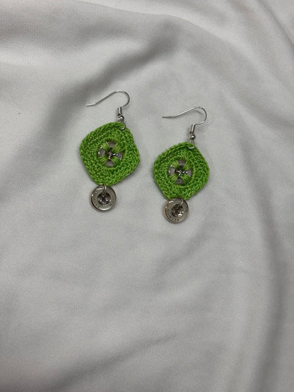 Handmade Crochet - Light Green Earring