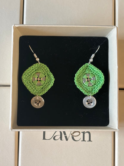 Handmade Crochet - Light Green Earring