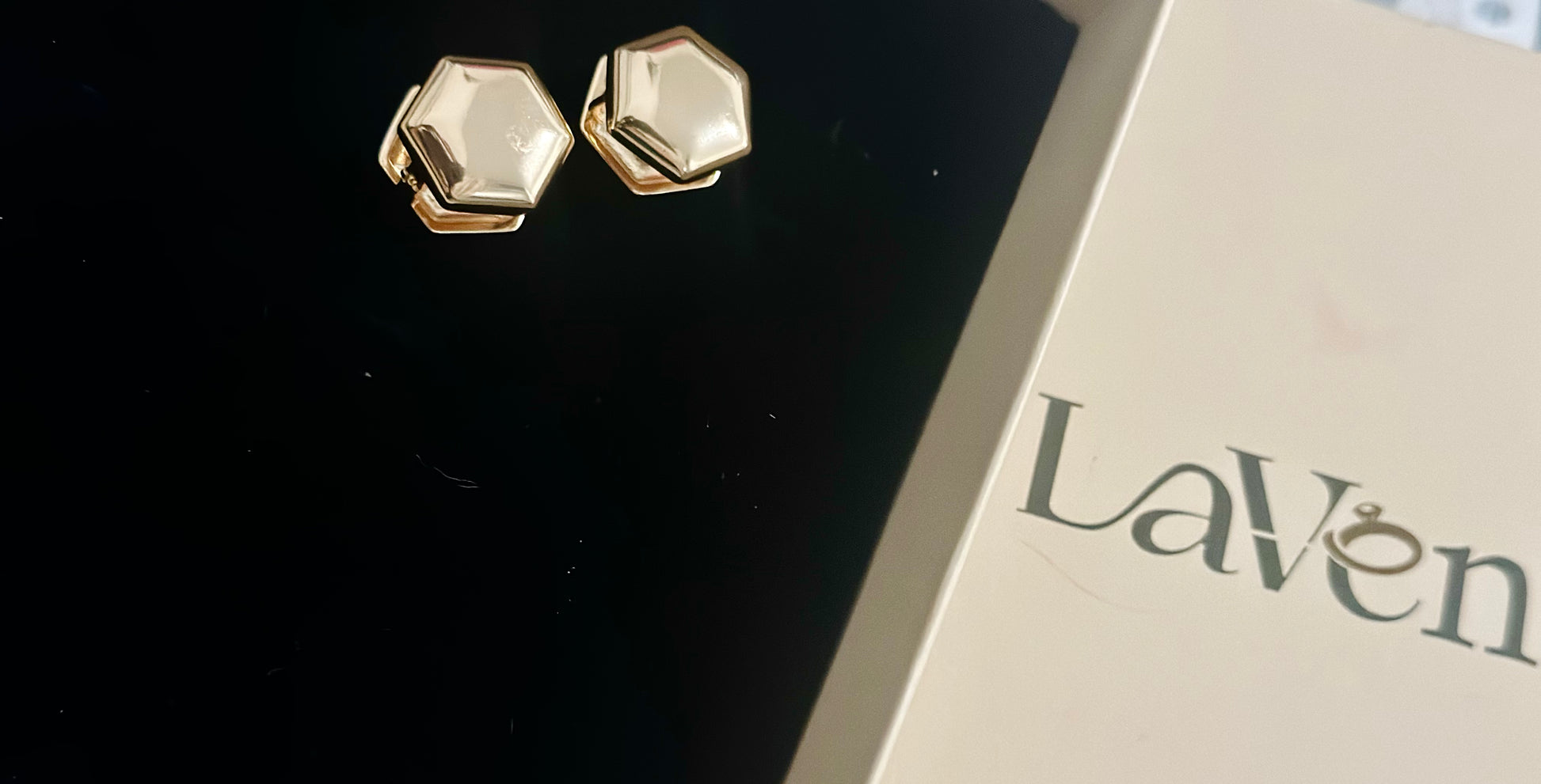 Sleek Gold Hexagon Earrings LAVEN JEWELLERY