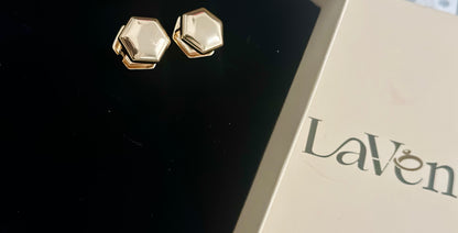 Sleek Gold Hexagon Earrings LAVEN JEWELLERY
