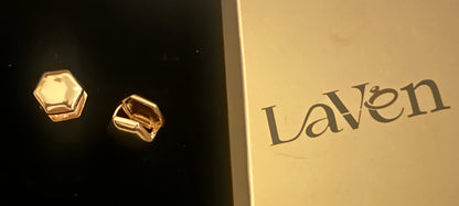 Sleek Gold Hexagon Earrings LAVEN JEWELLERY
