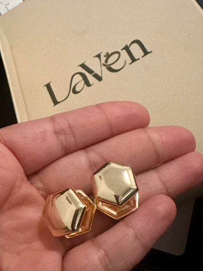 Sleek Gold Hexagon Earrings LAVEN JEWELLERY