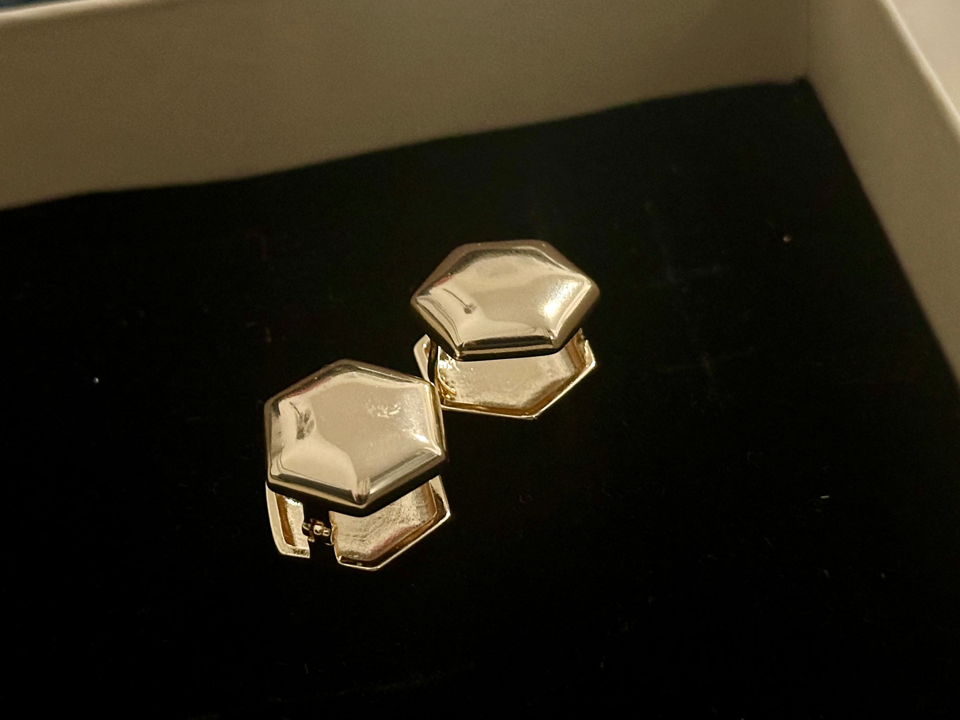 Sleek Gold Hexagon Earrings LAVEN JEWELLERY