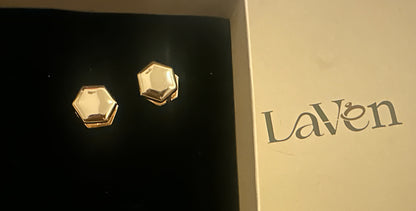 Sleek Gold Hexagon Earrings LAVEN JEWELLERY
