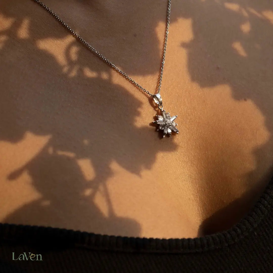 Silver Snowflake Necklace - LAVEN JEWELLERY