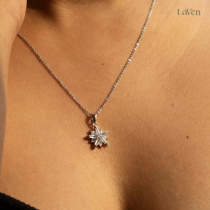 Silver Snowflake Necklace - LAVEN JEWELLERY