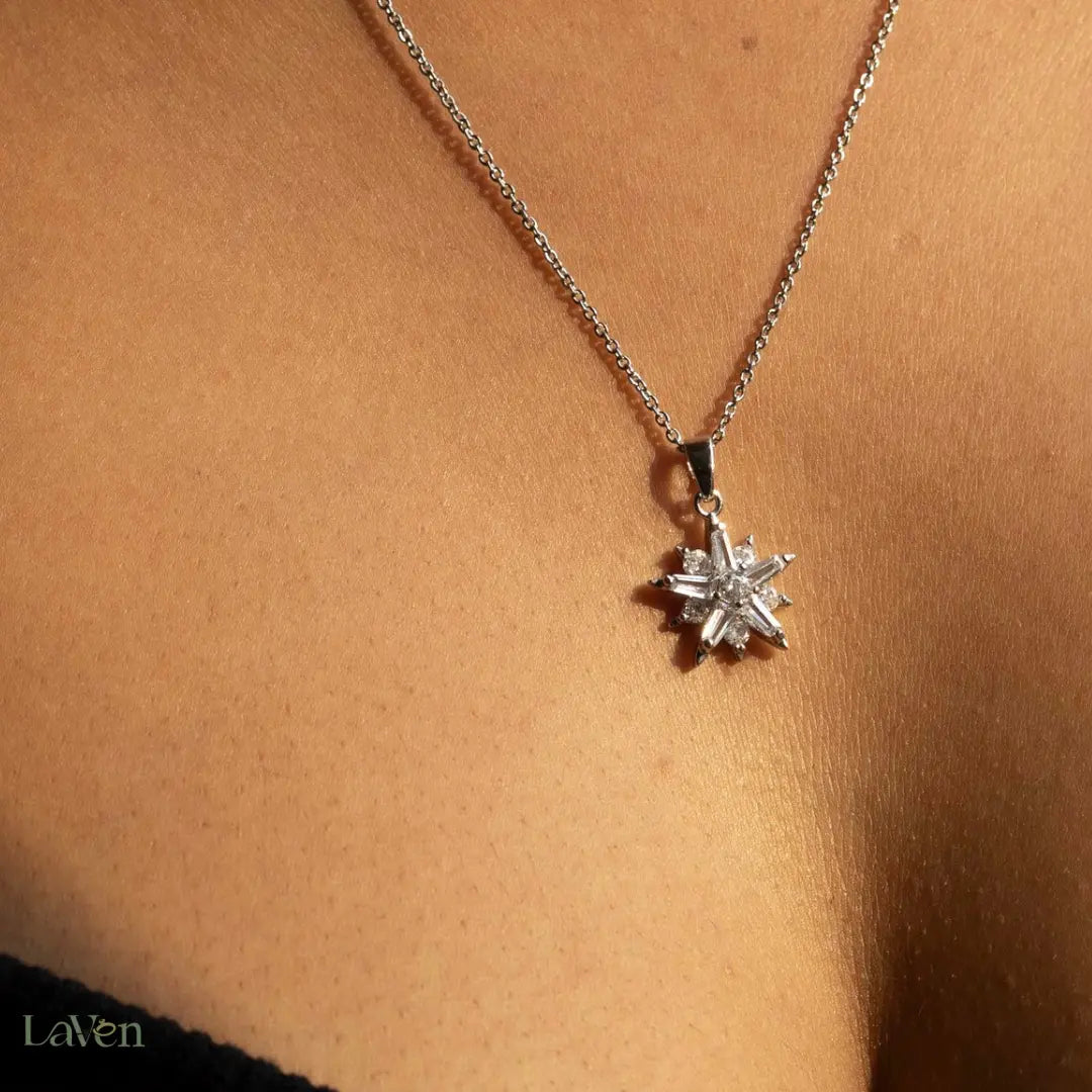 Silver Snowflake Necklace - LAVEN JEWELLERY