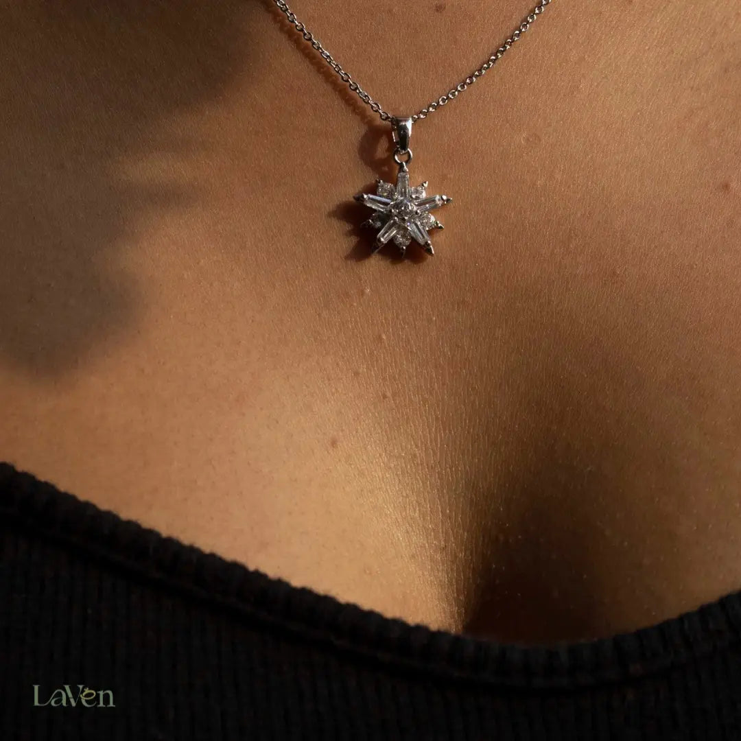 Silver Snowflake Necklace - LAVEN JEWELLERY