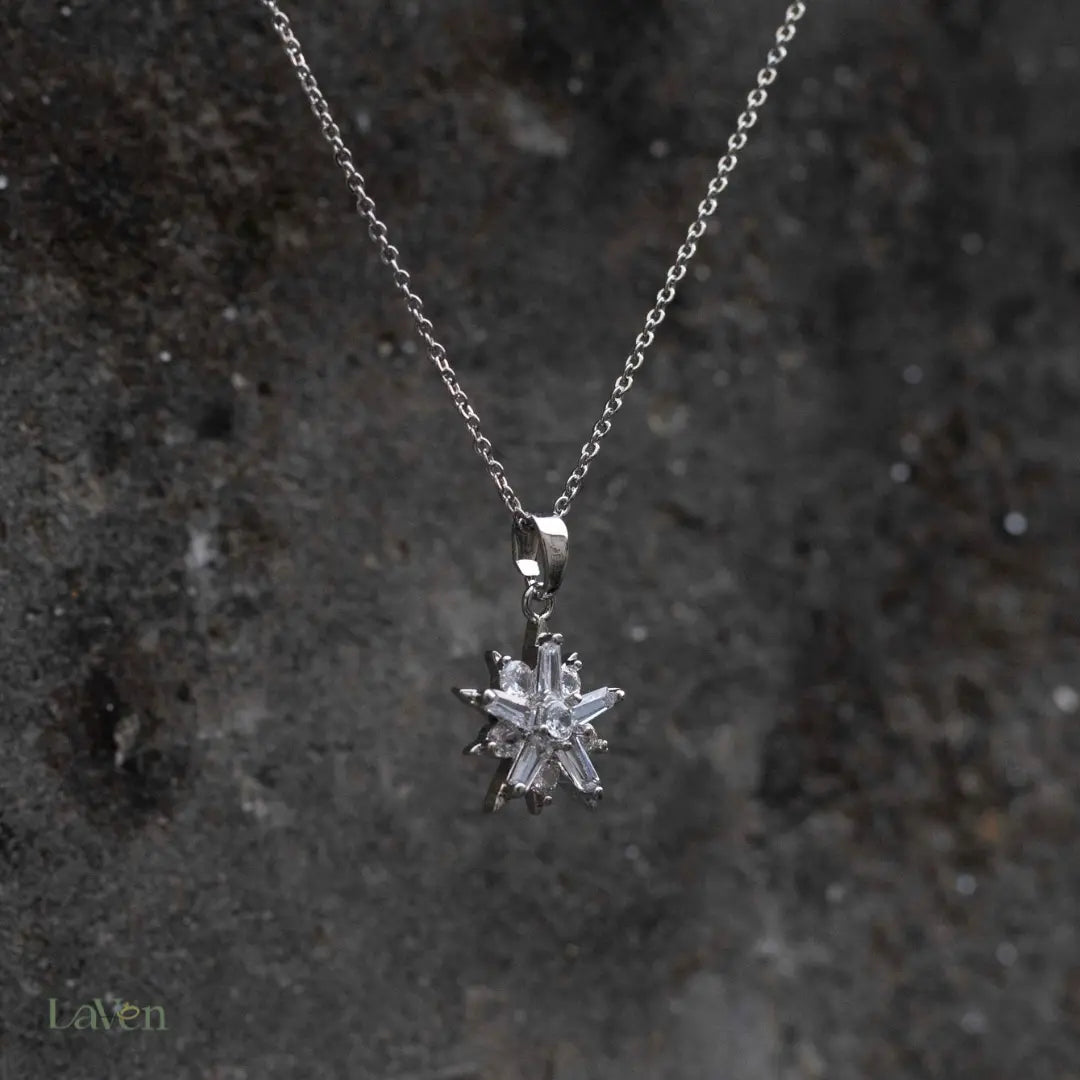 Silver Snowflake Necklace - LAVEN JEWELLERY