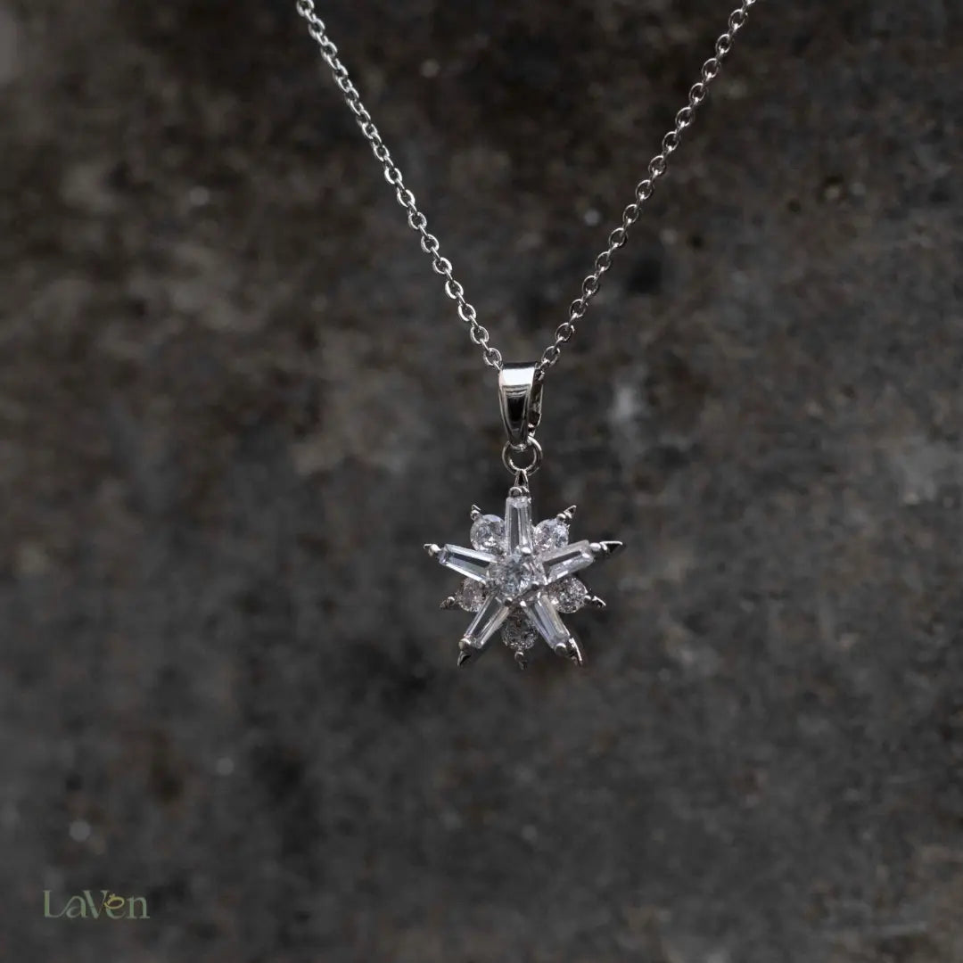 Silver Snowflake Necklace - LAVEN JEWELLERY
