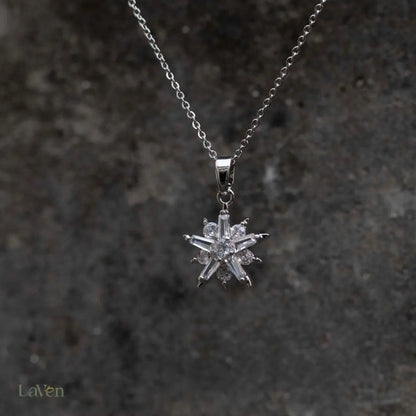 Silver Snowflake Necklace - LAVEN JEWELLERY