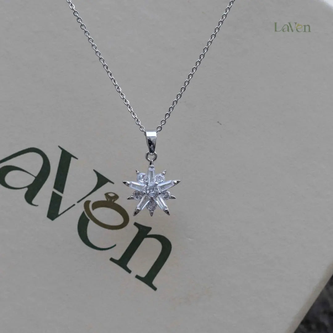 Silver Snowflake Necklace - LAVEN JEWELLERY