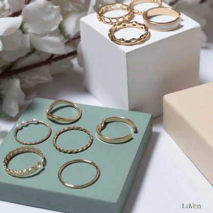Pearl Eclipse Ring Set LAVEN JEWELLERY