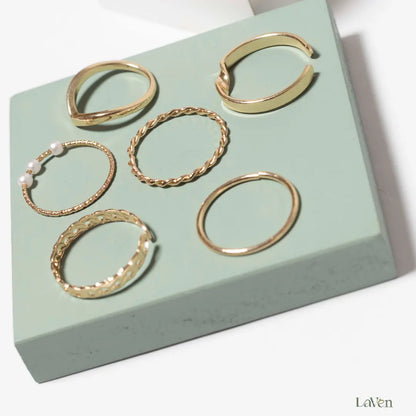 Pearl Eclipse Ring Set LAVEN JEWELLERY