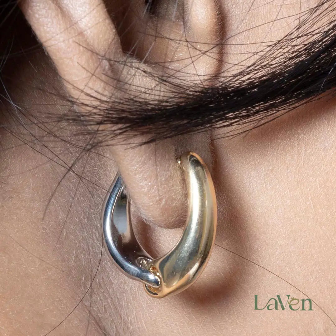 Two Toned Hoop Earrings - LAVEN JEWELLERY