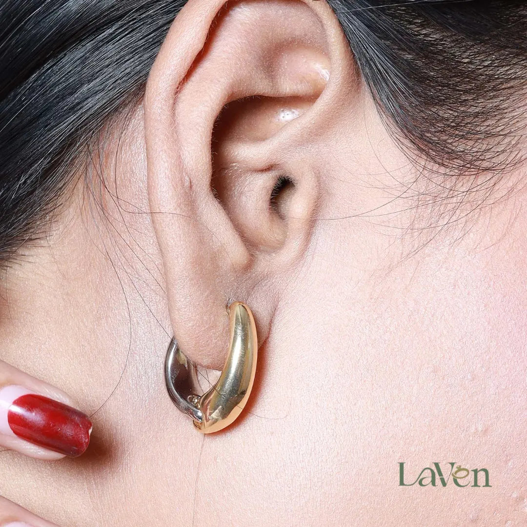 Two Toned Hoop Earrings - LAVEN JEWELLERY