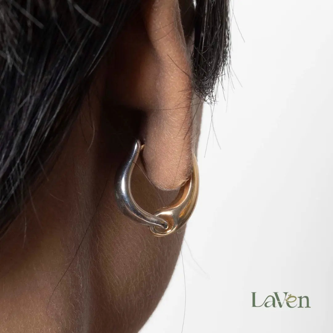 Two Toned Hoop Earrings - LAVEN JEWELLERY