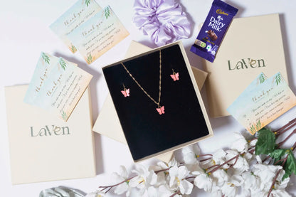 Pink Butterfly Gift Box Set - LAVEN JEWELLERY